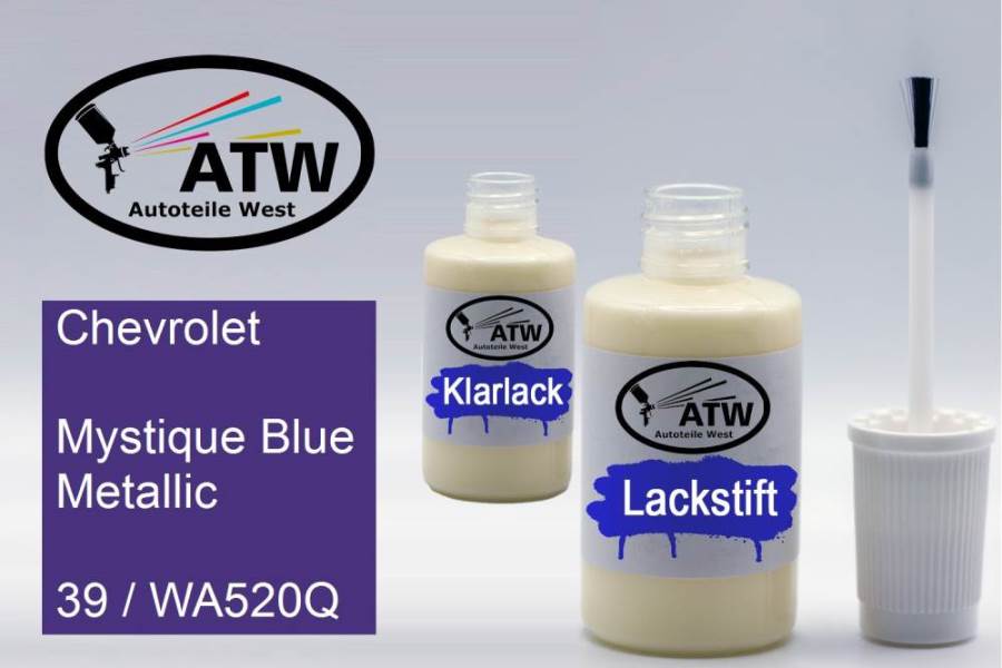 Chevrolet, Mystique Blue Metallic, 39 / WA520Q: 20ml Lackstift + 20ml Klarlack - Set, von ATW Autoteile West.